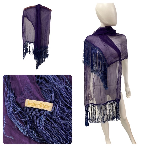 1980s Laise Adzer Handmade Woven Ribbon Poncho Shawl